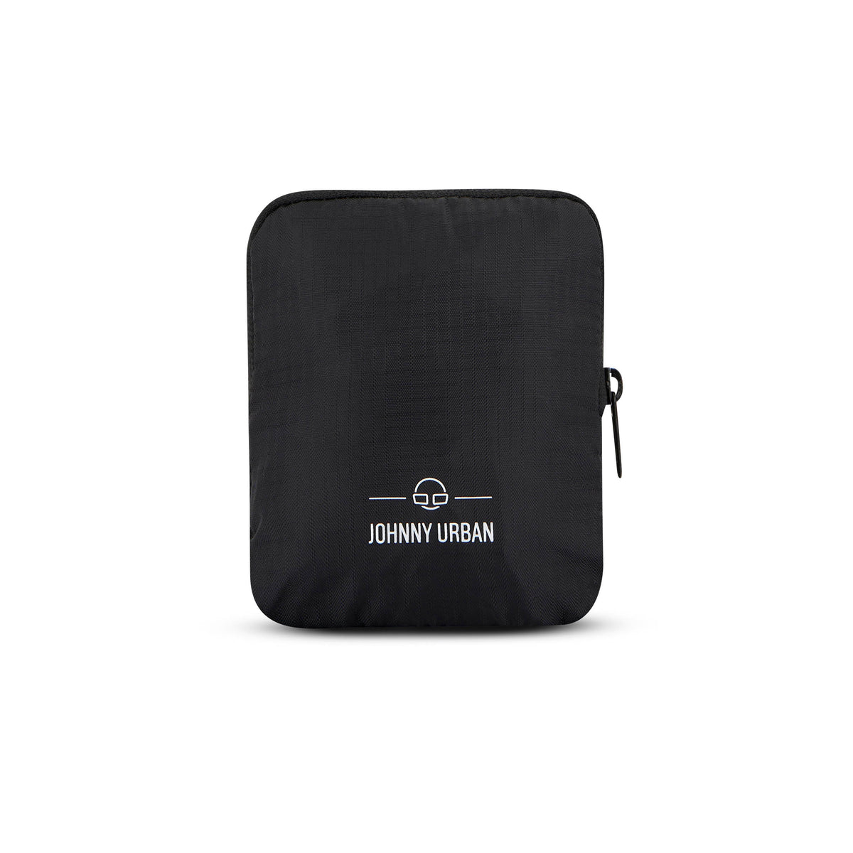 Schwarze, faltbare Einkaufstasche 'Lee' mit Reißverschluss und weißem Johnny Urban Logo