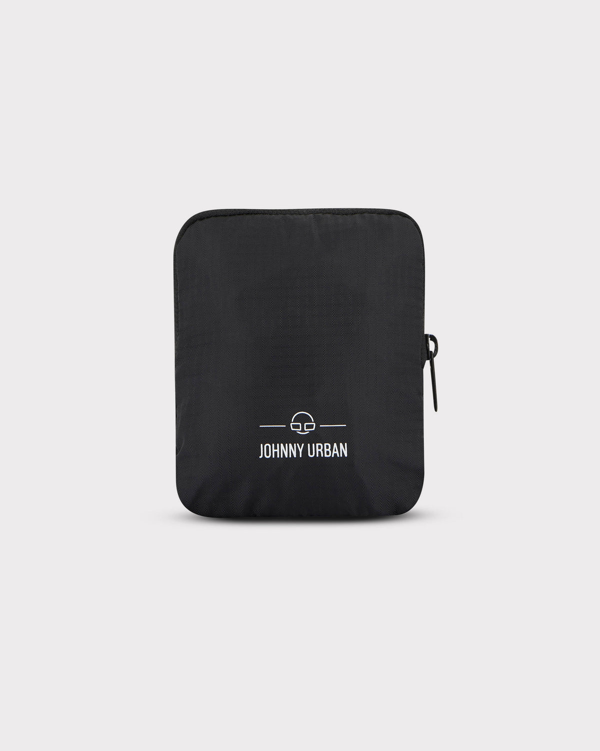 Schwarze, faltbare Einkaufstasche 'Lee' mit Reißverschluss und weißem Johnny Urban Logo