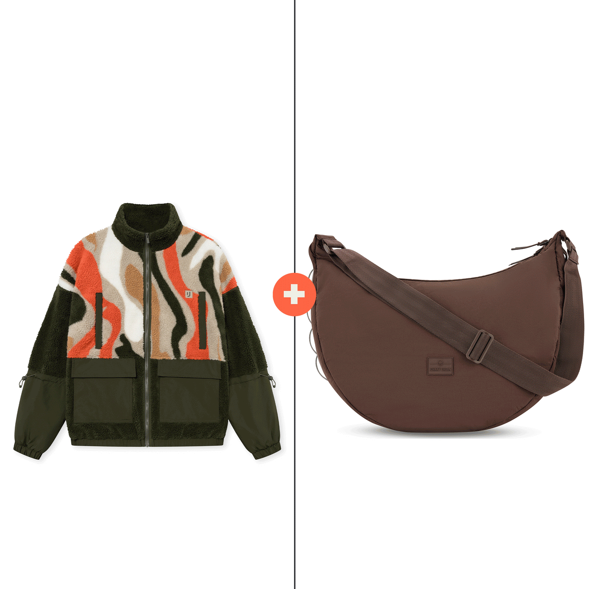 Fleece jacket + half moon bag set