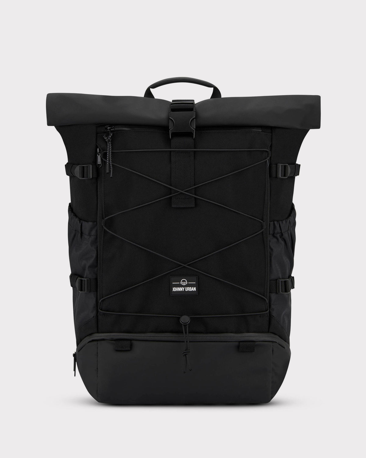 Schwarzer Reiserucksack 'Allen Large Travel' von Johnny Urban mit Rollverschluss und Frontnetz