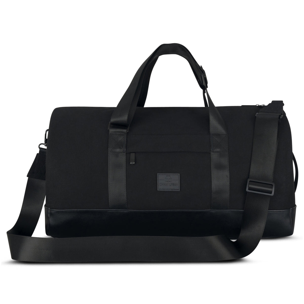 Schwarze Weekender-Tasche 'Paul' von Johnny Urban aus Canvas mit Lederboden und verstellbarem Schultergurt
