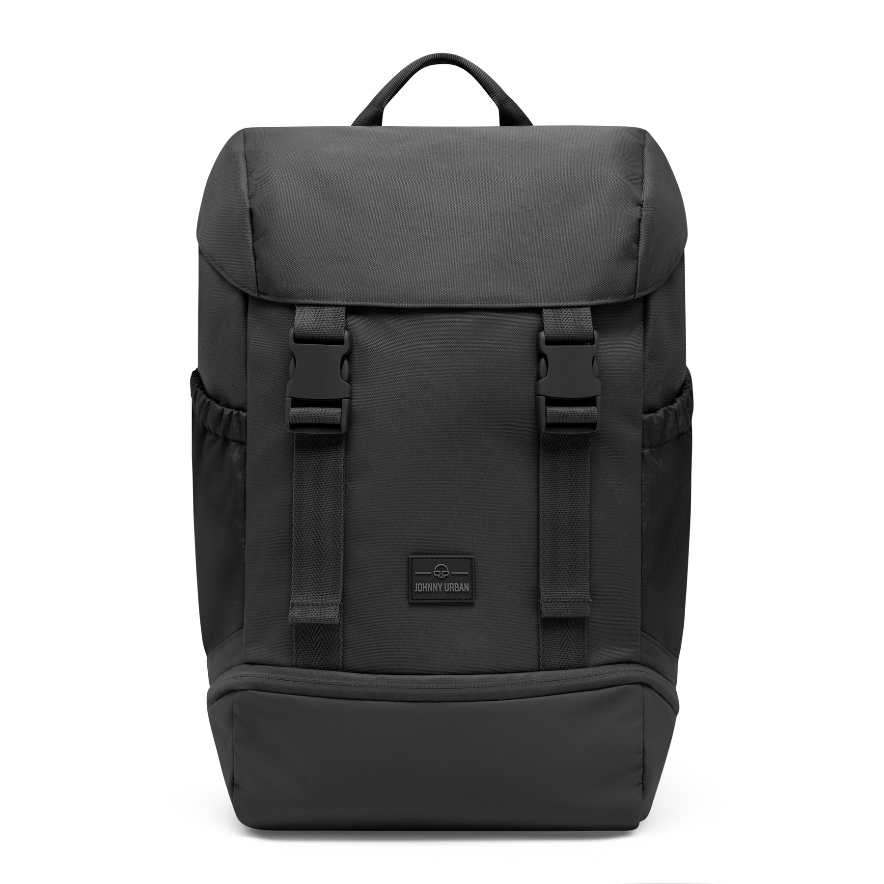 Schwarzer Johnny Urban Rucksack 'Nico' mit zwei Frontschnallen und seitlichen Taschen