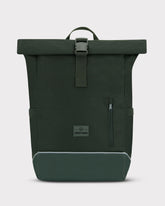 Schwarzer Rolltop Rucksack 'Robin Medium' von Johnny Urban mit seitlicher Reißverschlusstasche und grauem Boden