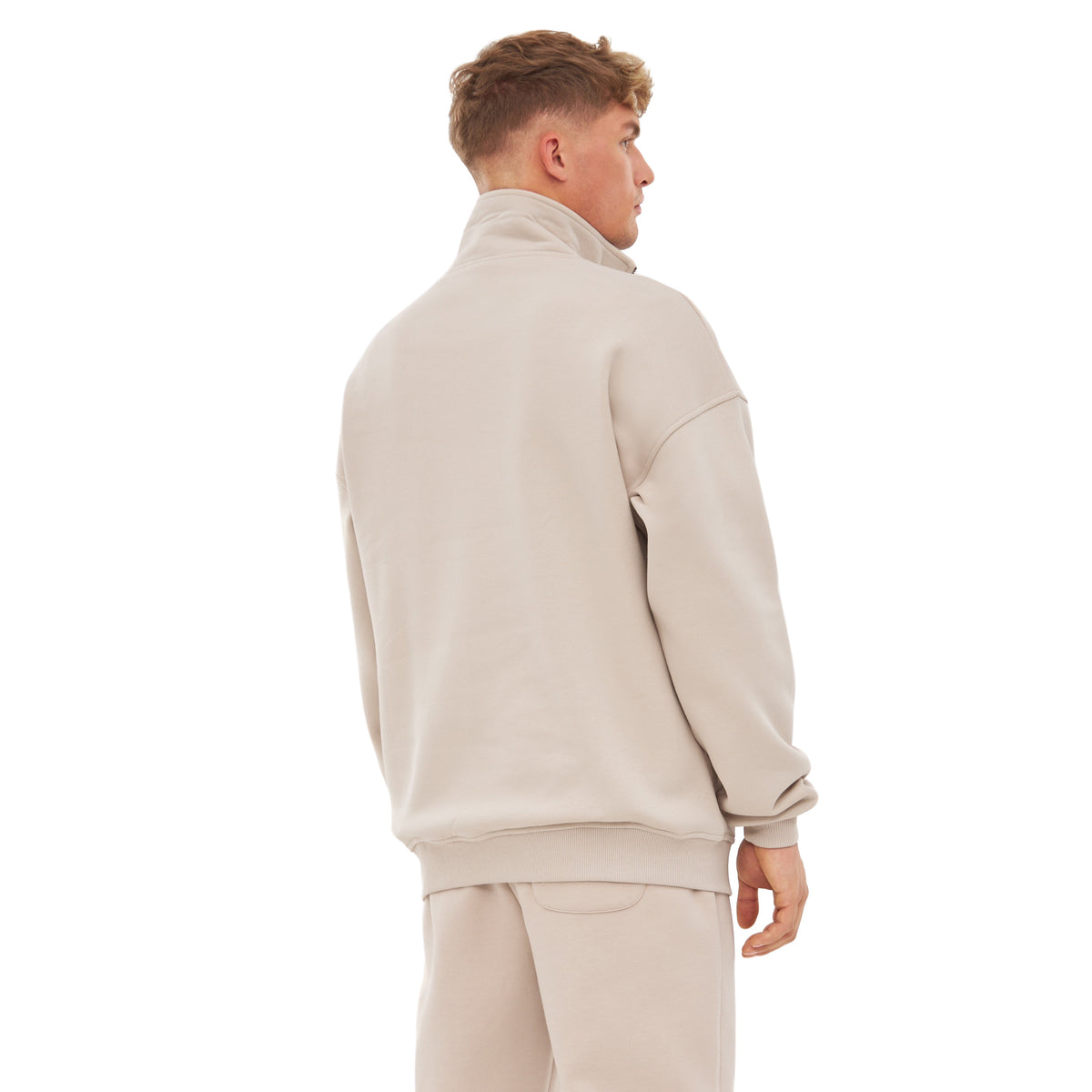Beiger Oversize Herren-Half-Zip-Sweatshirt 'Cooper' von Johnny Urban, Rückansicht