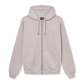 Oversized Zip-Hoodie 'Caleb' in hellem Beige mit Kapuze, Kängurutasche und Reißverschluss