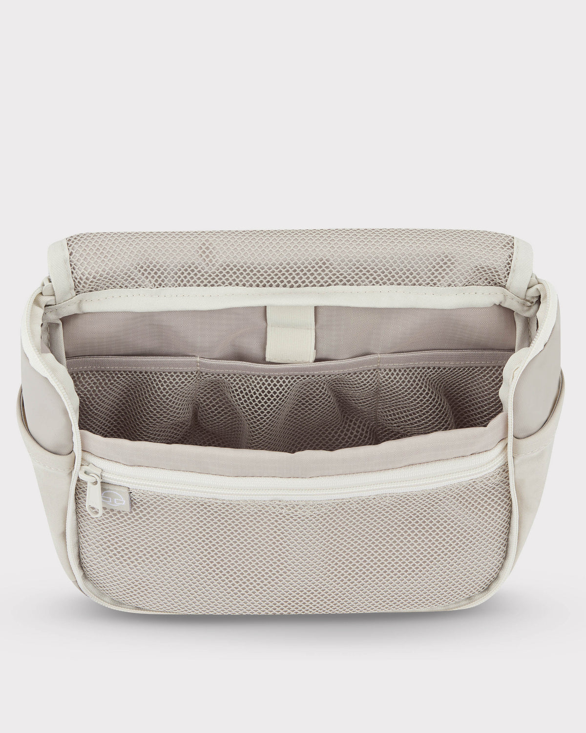 Beige Kulturtasche 'Logan' mit mehreren Fächern und Reißverschlusstasche aus Netzmaterial