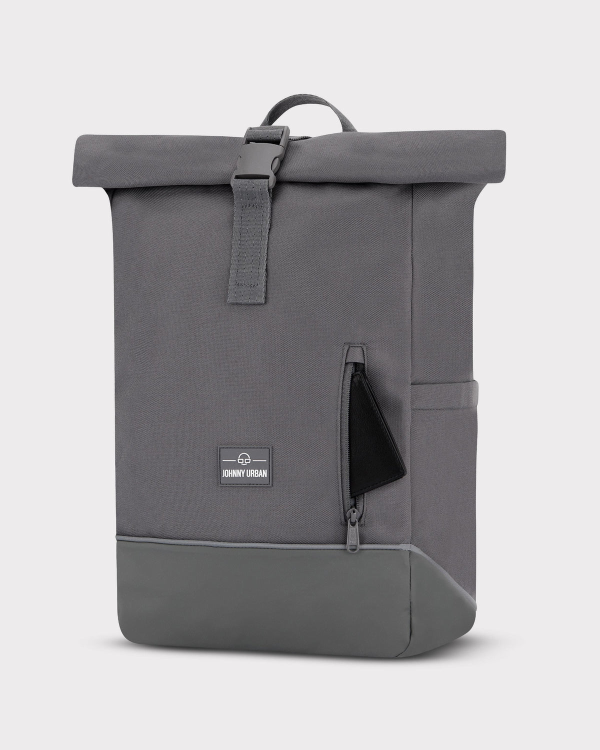 Rolltop Rucksack 'Robin Medium' von Johnny Urban in Grau mit seitlicher Reißverschlusstasche