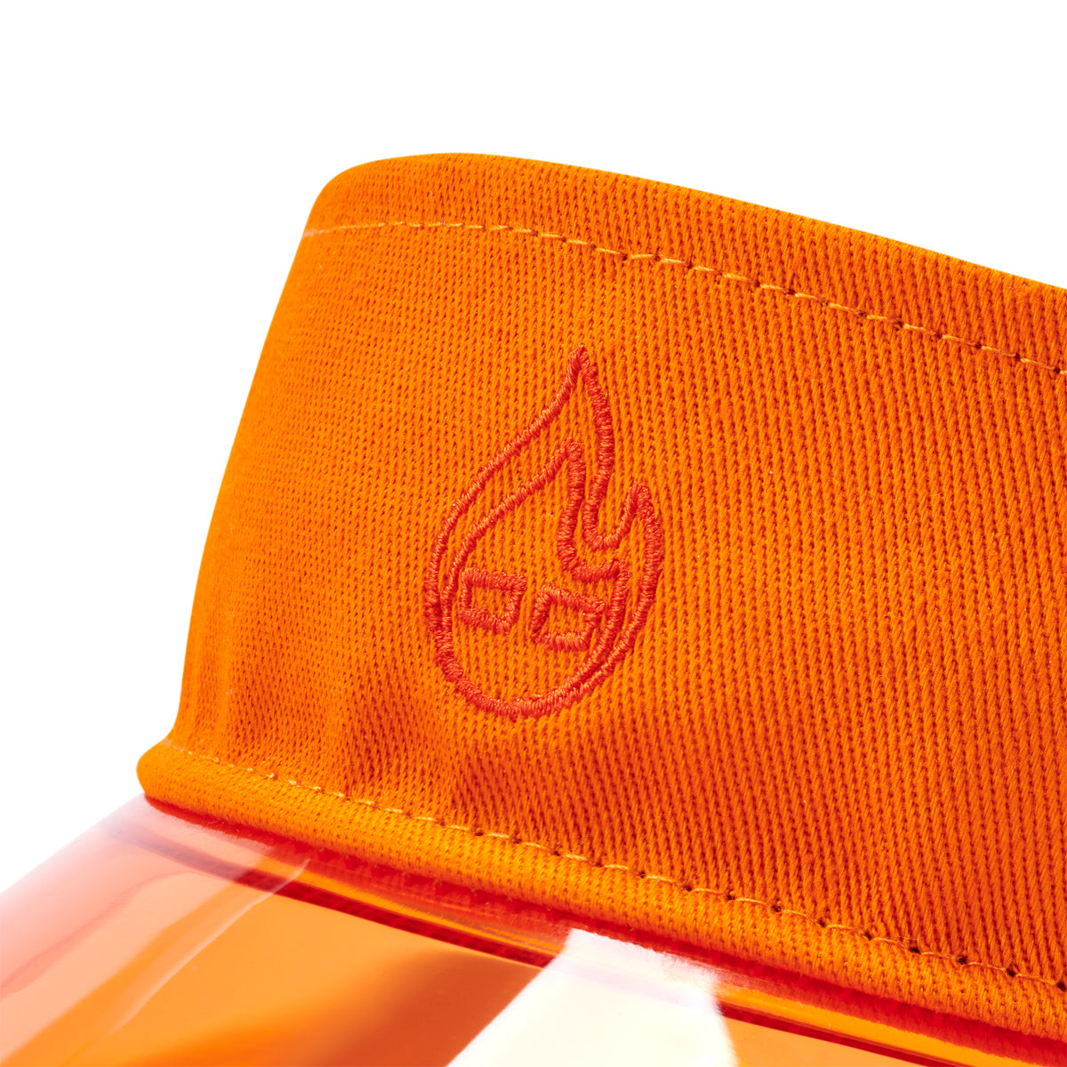 Oranger Sonnenvisier 'Joy' mit gesticktem Flammenlogo