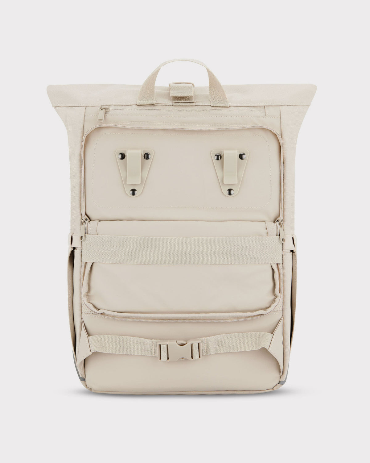 Beiger Rolltop-Rucksack 'Robin Medium' für Damen mit Fahrradbefestigung und Fronttasche